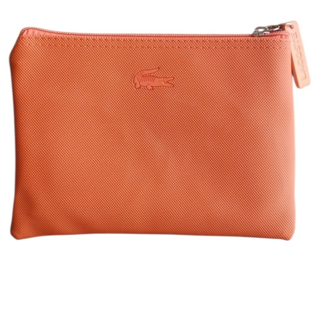 Lacoste Travel Toiletry Cosmetic Makeup Orange Clutch Bag